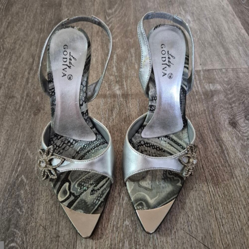 Women's‎ Lady Godiva Heels Silver Sz 6